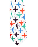 Blacksmith White Colorful Aeroplanes Printed Tie for Men - Fashion Accessories for Blazer , Tuxedo or Coat