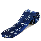 Blacksmith Navy Blue Anchor Printed Tie for Men - Fashion Accessories for Blazer , Tuxedo or Coat