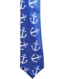 Blacksmith Navy Blue Anchor Printed Tie for Men - Fashion Accessories for Blazer , Tuxedo or Coat