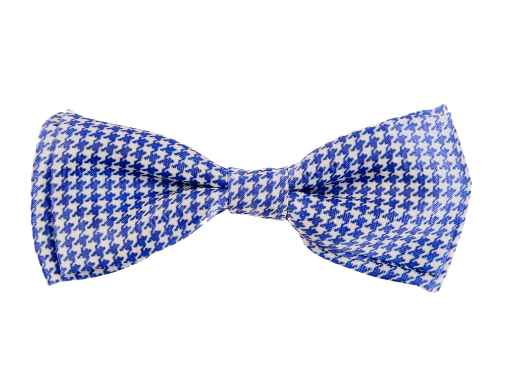 Blacksmith Navy Blue and White Houndstooth Adjustable Fashion Bowtie for Men - Bow ties for Tuxedo and Blazers