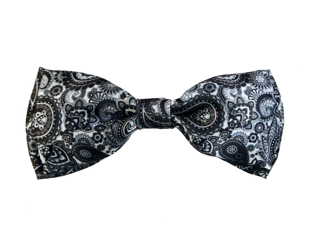 Blacksmith Grey Paisley Adjustable Fashion Bowtie for Men - Bow ties for Tuxedo and Blazers