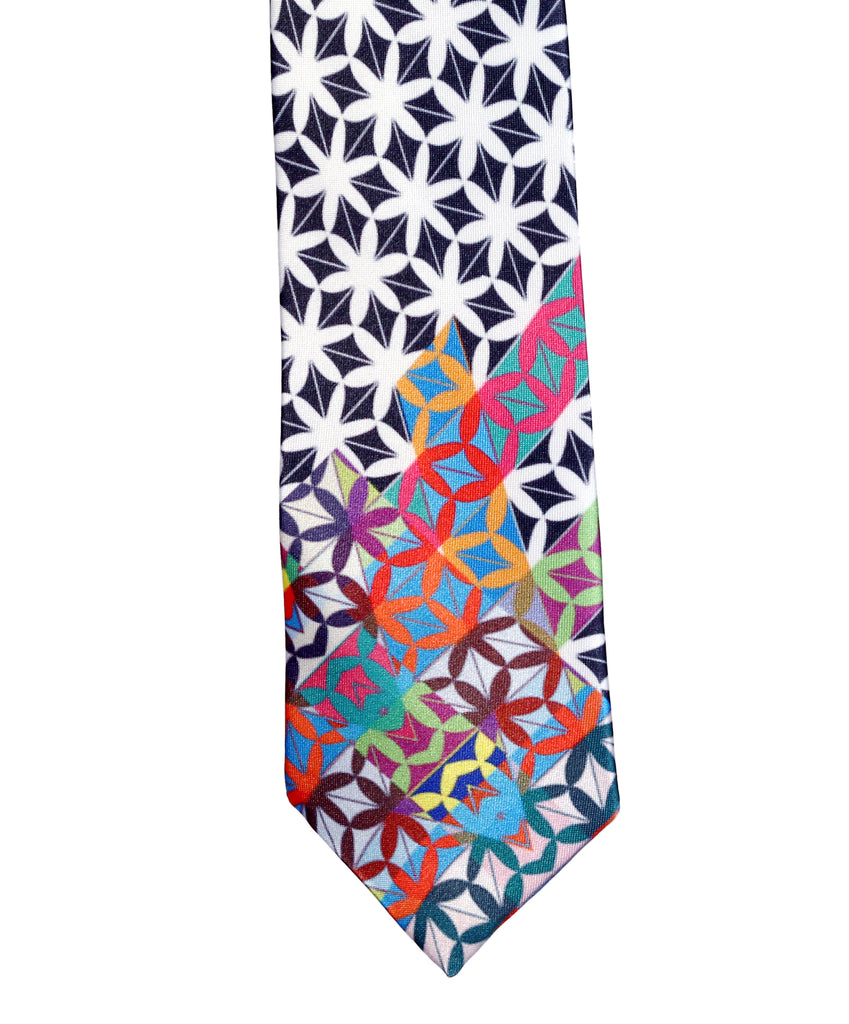 Blacksmith White Japanese Abstract Color Printed Tie for Men - Fashion Accessories for Blazer , Tuxedo or Coat
