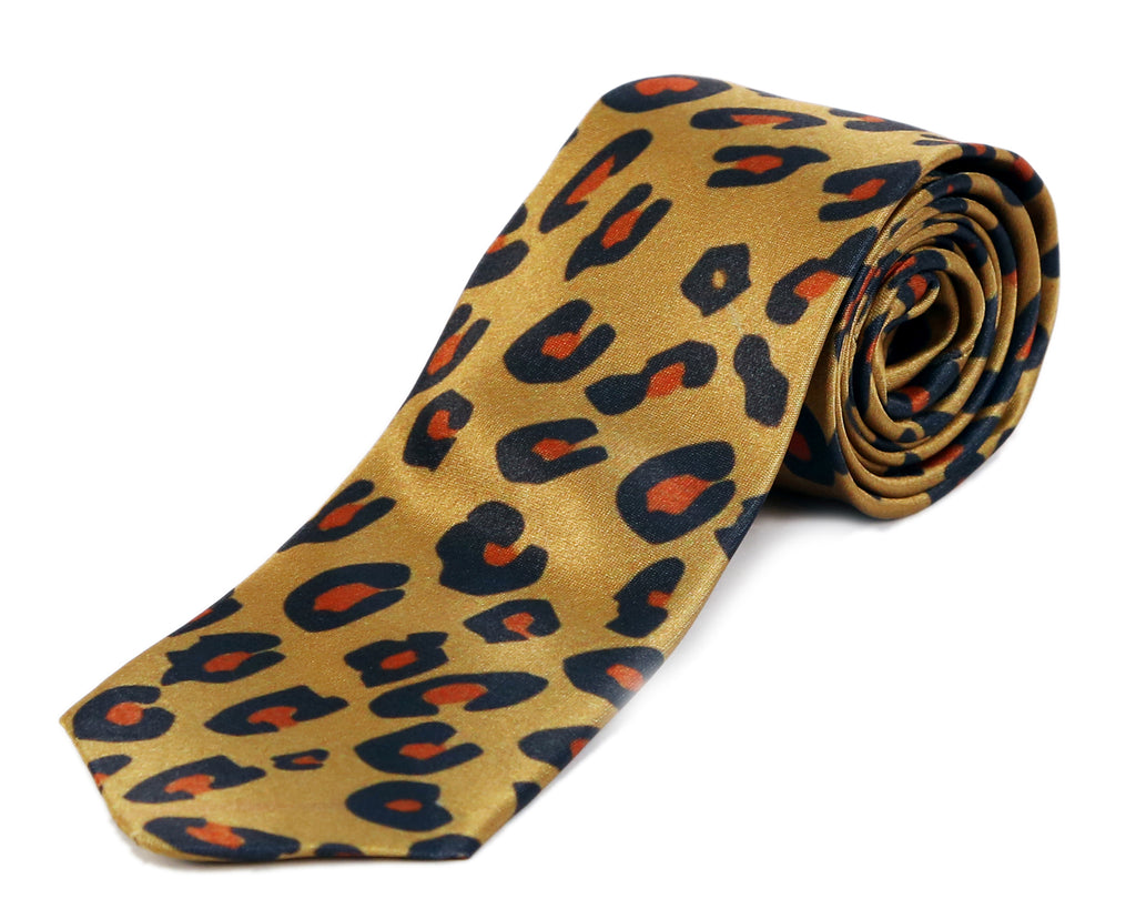 Blacksmith Leopard , Tiger Brown Printed Tie for Men - Fashion Accessories for Blazer , Tuxedo or Coat
