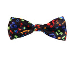 Blacksmith Black Multicolor Musical Notes Adjustable Fashion Bowtie for Men - Bow ties for Tuxedo and Blazers