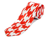 Blacksmith Red and White Houndstooth Printed Tie for Men - Fashion Accessories for Blazer , Tuxedo or Coat