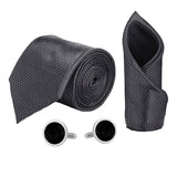 Blacksmith Diamond Grey Tie , Cufflink , Pocket Square and Lapel Pin Gift Set for Men [ Pack of 4 ]