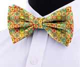 Blacksmith Cream Aromatic Breakfast Adjustable Fashion Printed Bowtie and Matching Pocket Square Set for Men with Natural Stone Cufflink  - Bow ties for Tuxedo and Blazers