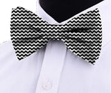 Blacksmith Black and White Chevron Adjustable Fashion Bowtie for Men - Bow ties for Tuxedo and Blazers