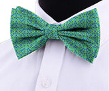 Blacksmith Polka Blue and Green Dots Adjustable Fashion Printed Bowtie and Matching Pocket Square Set for Men with Natural Stone Cufflink  - Bow ties for Tuxedo and Blazers