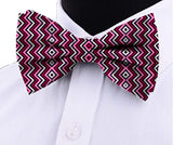 Blacksmith Dark Pink Chevron Adjustable Fashion Printed Bowtie and Matching Pocket Square Set for Men with Natural Stone Cufflink  - Bow ties for Tuxedo and Blazers