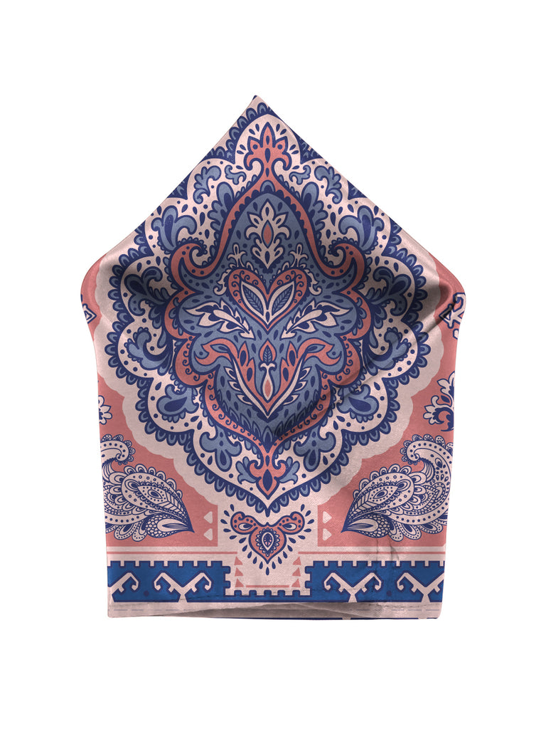 Blacksmith Pink and Blue Paisley Pocket Square for Men