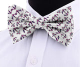 Blacksmith White Anchor Trance Adjustable Fashion Printed Bowtie and Matching Pocket Square Set for Men with Natural Stone Cufflink  - Bow ties for Tuxedo and Blazers
