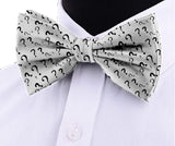 Blacksmith White Question Mark Adjustable Fashion Printed Bowtie and Matching Pocket Square Set for Men with Natural Stone Cufflink  - Bow ties for Tuxedo and Blazers