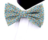 Blacksmith Sky Blue Aeroplanes Adjustable Fashion Printed Bowtie and Matching Pocket Square Set for Men with Natural Stone Cufflink  - Bow ties for Tuxedo and Blazers