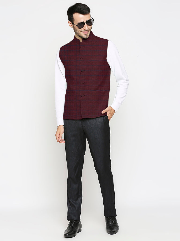 Blacksmith Woolen Brown Navy Checks Modi Jacket for Men | Blacksmith Fashion