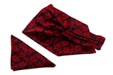 Blacksmith | Blacksmith Fashion | Blacksmith Black Flower Ascot Neck Scarf And Matching Pocket Square Set For Men. 