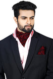 Blacksmith | Blacksmith Fashion | Blacksmith Black Flower Ascot Neck Scarf And Matching Pocket Square Set For Men. 