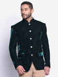 Blacksmith Green Velvet Jodhpuri Blazer Jacket for Men