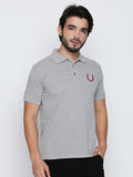 Blacksmith 100% Soft Cotton Bio Washed Grey Polo Collar Cotton Tshirt for Men -Grey T Shirts for Men.