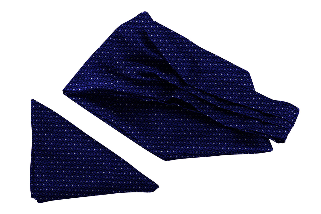 Blacksmith | Blacksmith Fashion | Blacksmith Blue Diamond Ascot Neck Scarf And Matching Pocket Square Set For Men. 