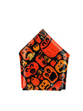 Blacksmith Black and Orange Pumpkin Printed Pocket Square for Men