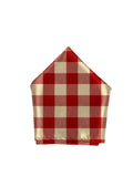 Blacksmith Red and Beige Checks Printed Pocket Square for Men