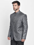 Blacksmith Black and White Paisley Jodhpuri Blazer Jacket for Men