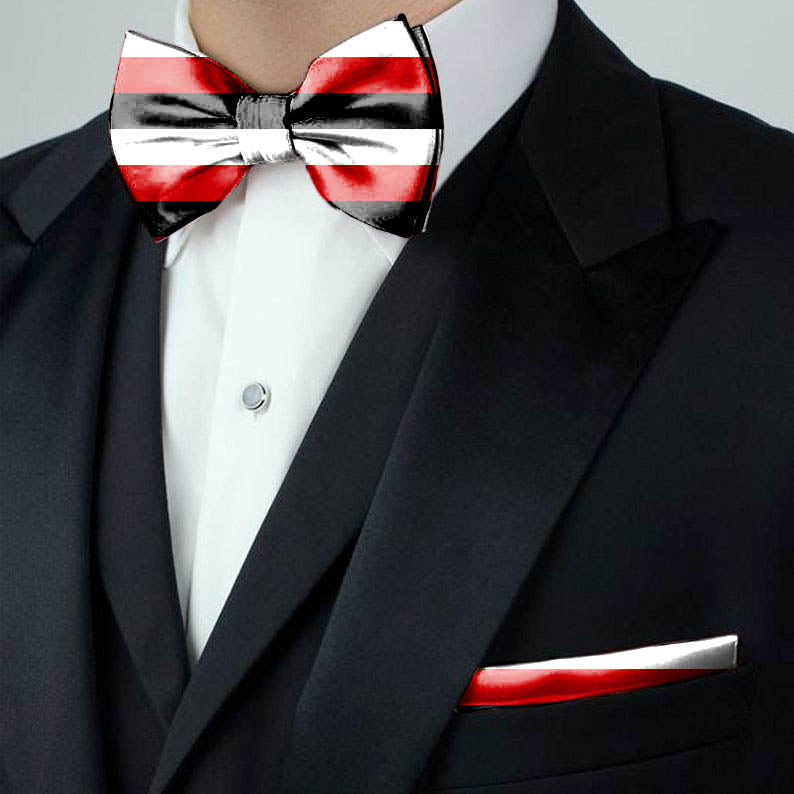 Blacksmith | Blacksmith Fashion | Blacksmith Red,Black and White Stripes Bowtie for Men