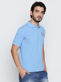 Blacksmith 100% Soft Cotton Bio Washed Light Blue Polo Collar Cotton Tshirt for Men -Light Blue T Shirts for Men.