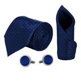 Blacksmith Blue Tie , Cufflink , Pocket Square and Lapel Pin Gift Set for Men [ Pack of 4 ]