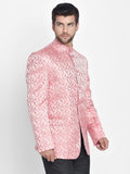 Blacksmith Pink Jacquard Paisley Jodhpuri Blazer Jacket for Men