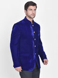 Blacksmith Royal Blue Velvet Jodhpuri Blazer Jacket for Men