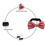 Blacksmith Red and White Houndstooth Adjustable Fashion Printed Bowtie and Matching Pocket Square Set for Men with Natural Stone Cufflink  - Bow ties for Tuxedo and Blazers