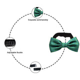 Blacksmith Polka Blue and Green Dots Adjustable Fashion Printed Bowtie and Matching Pocket Square Set for Men with Natural Stone Cufflink  - Bow ties for Tuxedo and Blazers