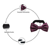 Blacksmith Dark Pink Chevron Adjustable Fashion Printed Bowtie and Matching Pocket Square Set for Men with Natural Stone Cufflink  - Bow ties for Tuxedo and Blazers