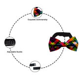 Blacksmith Multicolor Water Checks Adjustable Fashion Printed Bowtie and Matching Pocket Square Set for Men with Natural Stone Cufflink  - Bow ties for Tuxedo and Blazers