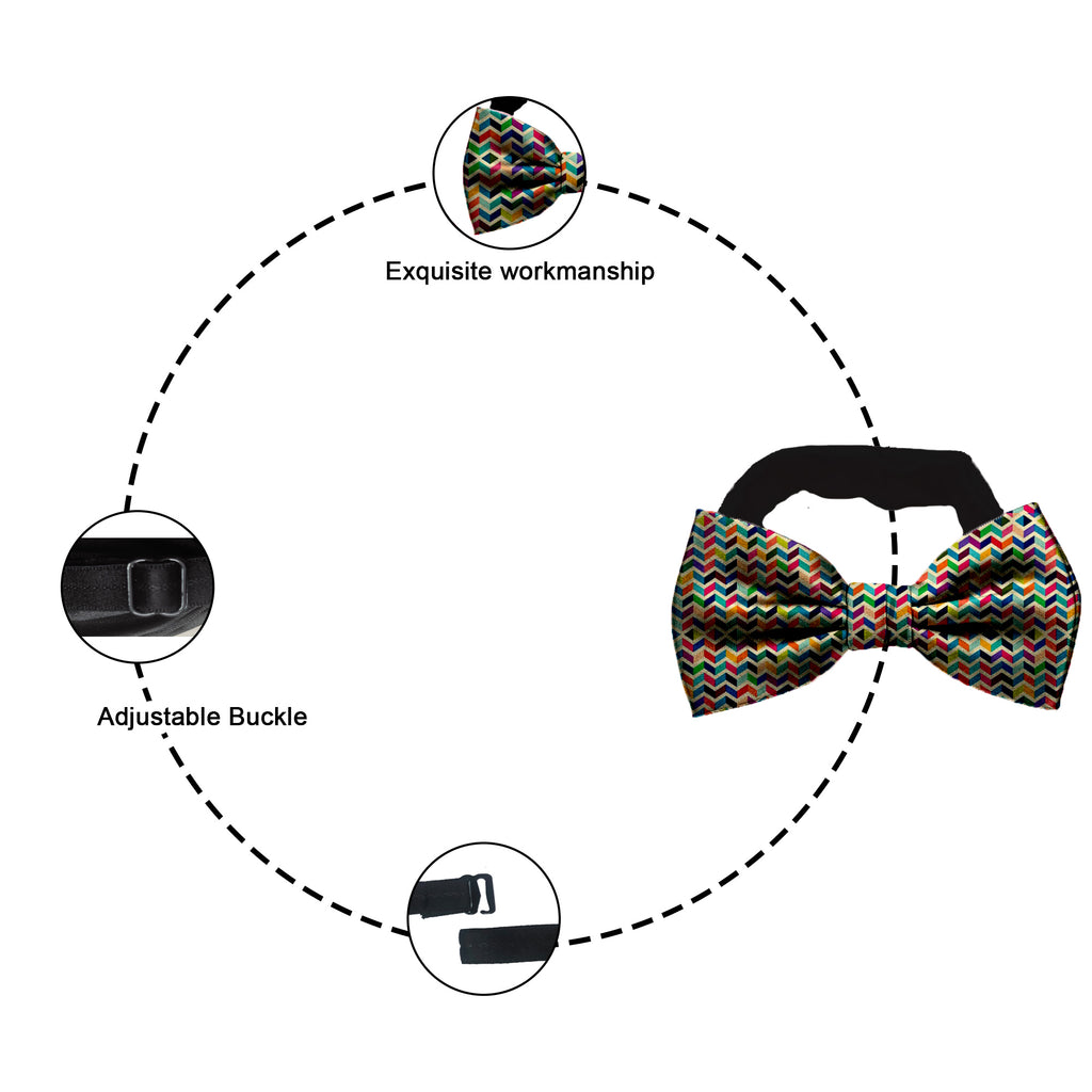Blacksmith Abstract Multicolor Adjustable Fashion Printed Bowtie and Matching Pocket Square Set for Men with Natural Stone Cufflink  - Bow ties for Tuxedo and Blazers