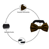 Blacksmith Leopard , Tiger Brown Adjustable Fashion Printed Bowtie and Matching Pocket Square Set for Men with Natural Stone Cufflink  - Bow ties for Tuxedo and Blazers