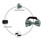 Blacksmith Green Mesmerising Floral Adjustable Fashion Printed Bowtie and Matching Pocket Square Set for Men with Natural Stone Cufflink  - Bow ties for Tuxedo and Blazers