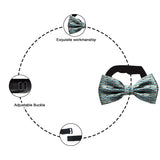 Blacksmith Tiny Turquoise Fishes Adjustable Fashion Printed Bowtie and Matching Pocket Square Set for Men with Natural Stone Cufflink  - Bow ties for Tuxedo and Blazers