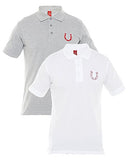 Blacksmith 100% Soft Cotton Bio Washed White And Grey Polo Collar Cotton Tshirt for Men -White And Grey T Shirts for Men [PACK OF 2].