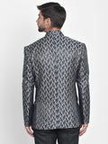 Blacksmith Black and White Paisley Jodhpuri Blazer Jacket for Men