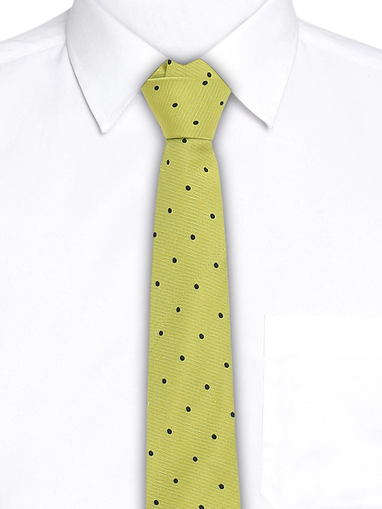Blacksmith Yellow Polka Dot Tie for Men