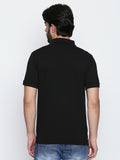Blacksmith 100% Soft Cotton Bio Washed Black Polo Collar Cotton Tshirt for Men-Black T Shirts for Men.