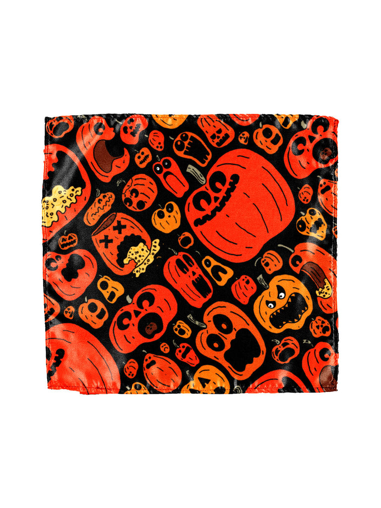 Blacksmith Black and Orange Pumpkin Printed Pocket Square for Men