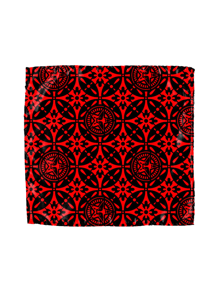 Blacksmith Black and Red Star Printed Pocket Square for Men