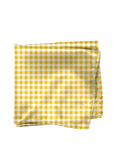 Blacksmith Yellow Gingham Checks Adjustable Fashion Printed Bowtie and Matching Pocket Square Set for Men with Natural Stone Cufflink  - Bow ties for Tuxedo and Blazers