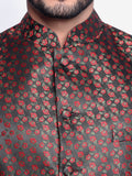 Blacksmith Black and Red Floral Jodhpuri Blazer Jacket for Men