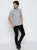 Blacksmith 100% Soft Cotton Bio Washed Grey Polo Collar Cotton Tshirt for Men -Grey T Shirts for Men.