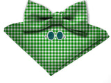 Blacksmith Green and White Checks Adjustable Fashion Printed Bowtie and Matching Pocket Square Set for Men with Natural Stone Cufflink  - Bow ties for Tuxedo and Blazers